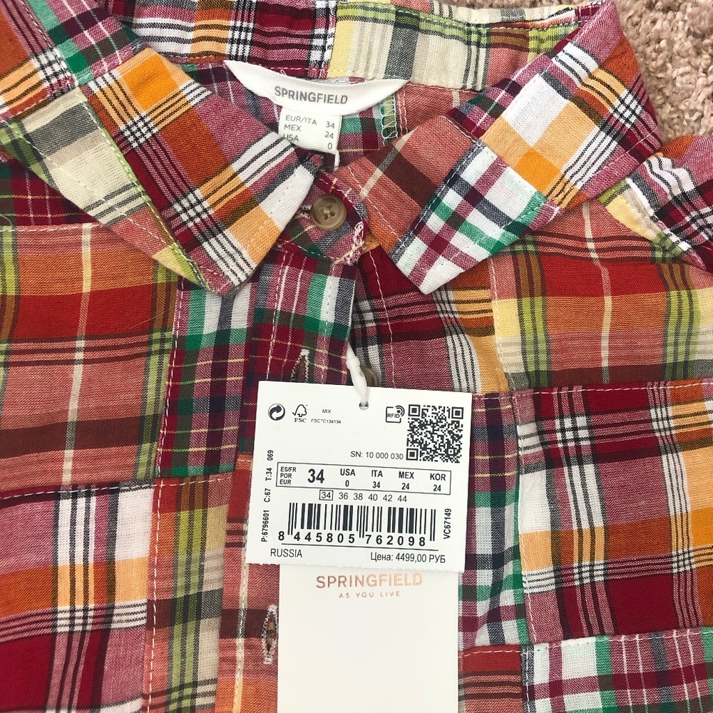 Springfield Patchwork Checked Blouse (Size 0 / Small ) - Picture 3 of 5
